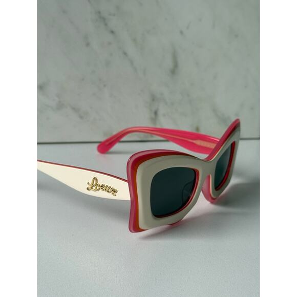NEW Loewe LW40140U Curvy Cat Eye Sunglasses Beige Red Pink main image 5